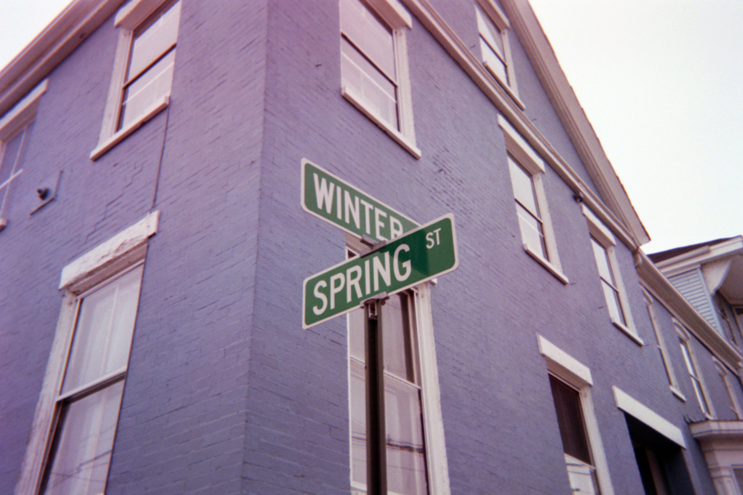 Crossroad at winter and spring